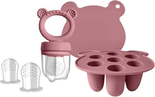 GreenBliss Alimentador de frutas de bebé de silicona y paletas de leche materna, bandejas de congelador, contenedores de almacenamiento de alimentos para bebés para dentición y alimentación automática
