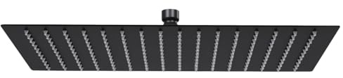 ZEYUAN Cabezal Ducha Efecto Lluvia Acero INOX Cuadrado Negro 40x30 cm, Rociador Ducha, Ducha Lluvia, Alcachofa Ducha, Duchas De Baño Alcachofa Lluvia, Recambios Columna Ducha