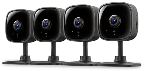 Tapo 1080P Indoor Wired Security Camera - Works as a Baby Monitor & Pet Camera, Motion Detection, 2-Way Audio, Siren, Night Vision, Subscription-Free Local Storage or Optional Cloud, C101(4-Pack)