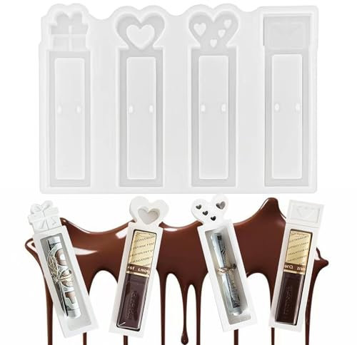 HaploS Silikonform Weihnachten, Silikonformen Gießformen Valentinstag Pralinenschachtel, Waschbare Schokoladenform, Süßigkeiten-Backform für Partys, Formen Zum Gießen von Osterpralinenschachteln