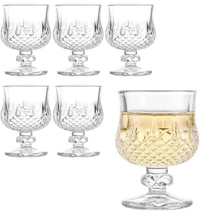 Oceano Lot de 6 verres à liqueur avec tige Mini verres en verre 50 ml Tequila Sherry Brandy Shot Whisky Vodka Amaro Vin Bière Rhum Chupito
