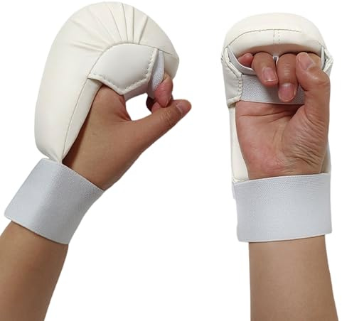Whoasyst Guanti da karate imbottiti in schiuma, con guscio esterno, vestibilità comoda, in schiuma di poliuretano, imbottiti, per bambini dai 5 ai 12 anni, attrezzatura per karate e sparring