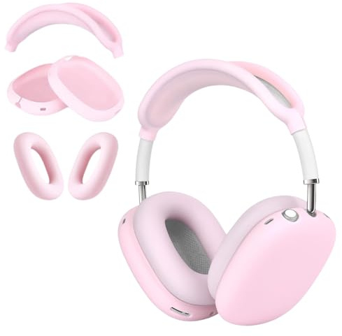 3-in-1 Silicone Case Cover for Apple AirPods Max Headphones, AirPod Max Accessory Protective Cover, Headband/Ear Cups/Ear Pad Covers, Anti-Scratch and Sweatproof (Pink)