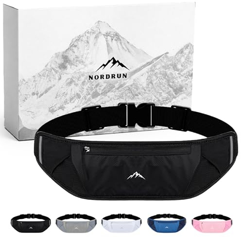 Laufgürtel für alle Handys | Verstellbarer und Wasserdichter Handytasche Joggen | Laufgürtel Handy | Running Belt | Handyhalterung Joggen | Laufen Zubehör | Lauftasche (Schwarz)