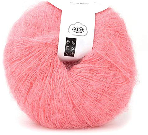 Filato per Maglieria in Mohair e Cashmere, Leggero, per Sciarpe e Lavori a Maglia, Rosa Chiaro