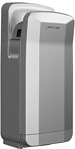JETWELL Vertical Premium Commercial Hand Dryer- High Speed Jet Air Motor Speed Adjustable with HEPA Filter- Automatic Warm Wind Silver Gray Plastic Cover Hand Blower