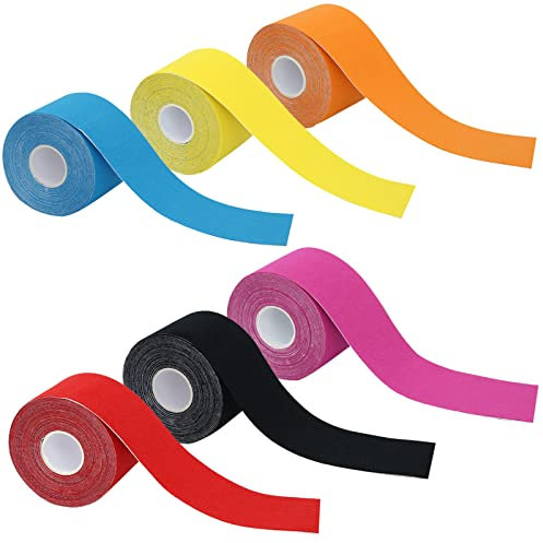 KOSHIFU 6 Rotoli Nastro Kinesiologico Sportivo 5m x 5cm Tape Kinesiologico Tape Sportivo Taping Kinesiologico Impermeabile ed Elastico per lo Sport Muscoli Multicolori