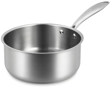 MENASTYL - Casserole inox 18/10 Triply 20cm tous feux dont induction fabriquée en France - sans PFAS ni substances nocives - Compatible lave-vaisselle - Poignée rivetée - 6020491
