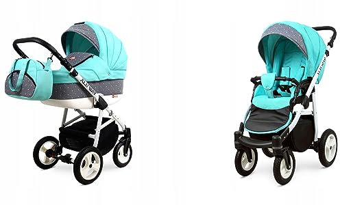 BabyLux® Bambimo Kinderwagen Set 2 in 1 - Alu Way - incl. Babywanne, Buggy Sportsitz - Kinderwagenset - Kombikinderwagen mit Wickeltasche, Regenschutz, Moskitonetz, Cupholder usw.