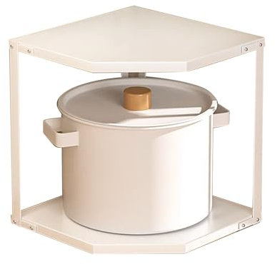 Kitchen Small Corner Shelf Rack, Carbon Steel Cookware Stand Fan Shaped Space Saving Pot Rack Cookware Pots and Pans Organizer Cookware Stand Storage Organizer for Pots Pans (2