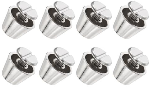 METALLIXITY Tornillo Espiga (10x7mm) 8uds, Ramaches Cabeza Plana para Bolsos Cuero, Tono Plateado