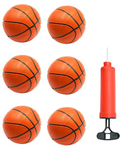 Coriver 6 stycken minibasketboll, liten för däck, uppblåsbar basketboll, liten med pump, poolbollar, strandbollar för fest, inomhus, utomhus, lek