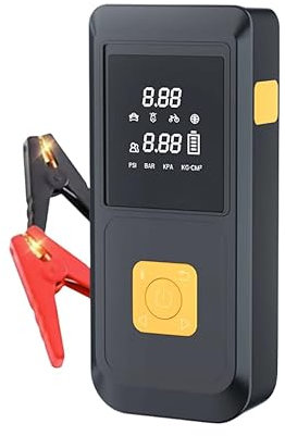 Winnes Elektrische Luftpumpe Mini ，150 PSI Reifenpumpe，12V 8000mAh Akku KompressorAls Taschenlampe und Powerbank für Fahrrad, Motorrad, Auto