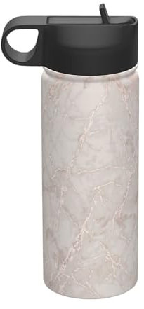 YFSGDLBN Isolierter Krug mit Strohhalm, Roségold, Marmor-Druck, 530 ml, Sport-Trinkflasche