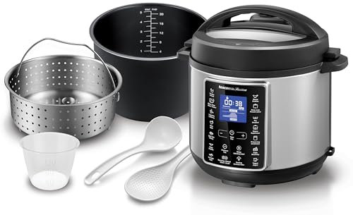 Tescoma 909070 Pentola multifunzione elettrica a pressione 5,5 litri, con cestello per cottura a vapore e accessori, linea President
