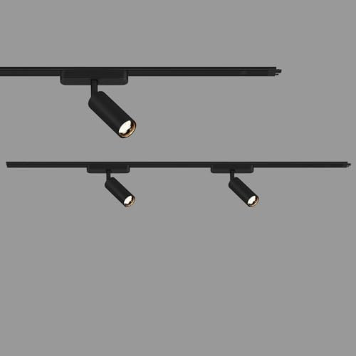 Briloner Set di estensione del sistema di binari, 2x spot LED, estensibili, orientabili, lampade, sistema di binari a soffitto, binario per faretti, lampada a soffitto, plafoniera, 1m, nero