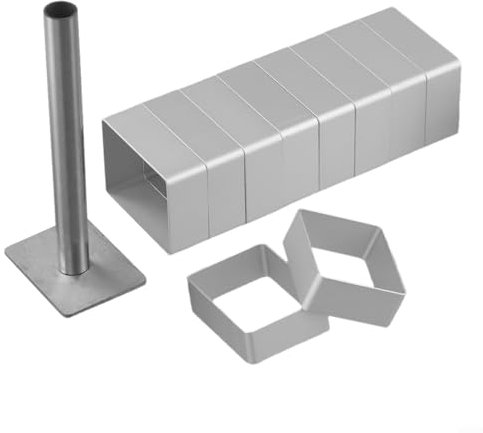 Set di 10 formine rettangolari in acciaio inox per biscotti, con timbro, per la cottura, la preparazione del pane, il taglio di biscotti e fondente