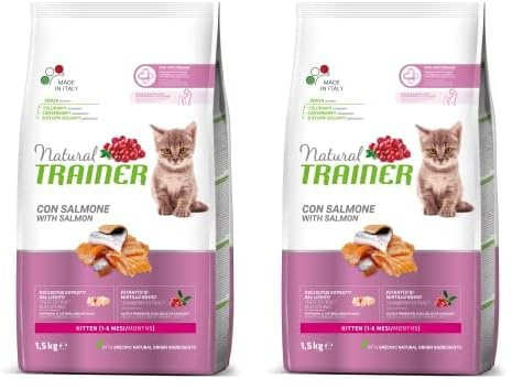 Trainer Kitten Cibo per Gattino, 1 a 6 Mesi, con Salmone, 1.5 kg (Confezione da 2)