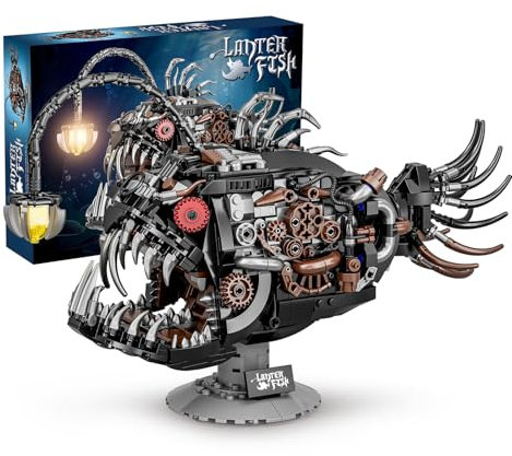 Ideas Mechanical Laternenfisch Klemmbausteine Bausteinen.Kompatibel Mit Lego Tier Lantern Fish – Perfekte Ozean-Moc Deko für Zuhause/Büro. STEM Geschenk für Kinder und Erwachsene ab 8-16 1038PCS