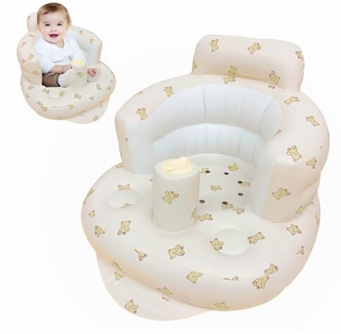 Vlecexs Siege Gonflable Bebe de 3 à 36 Mois, Inflatable Baby Seat, Siège de Bain Gonflable pour Bébé avec Pompe à Air, Siège de Canapé pour Bébé Soutien du dos pour Nourrisson, pour Voyage Camping