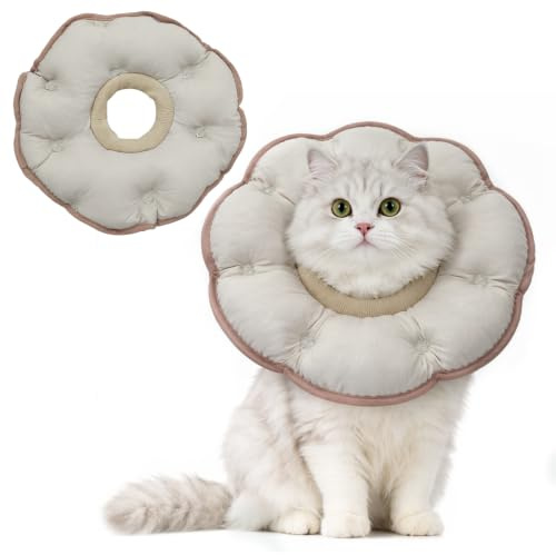 Threedokke Collar Isabelino Gatos,Protección contra el Lamido Postoperatorio para Gatos y Cachorros, Collar Isabelino Suave e Impermeable Perro PequeñO Que Protege el Cuello (Caqui S)