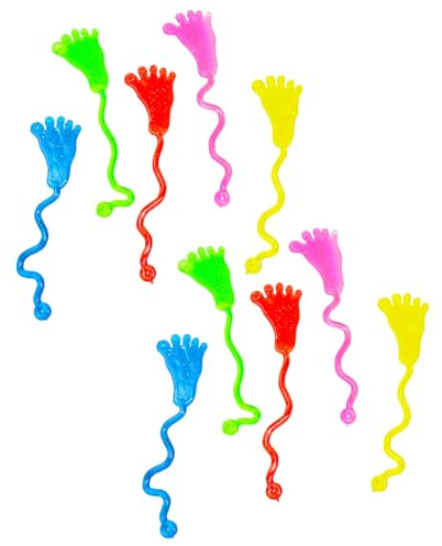 Jouets élastiques et collants | 10 x Fidgets élastiques en forme de pied | Jeu sensoriel d'escalade sur les murs et les fenêtres pour enfants | Ensemble de cadeaux d'anniversaire pour récompenses en