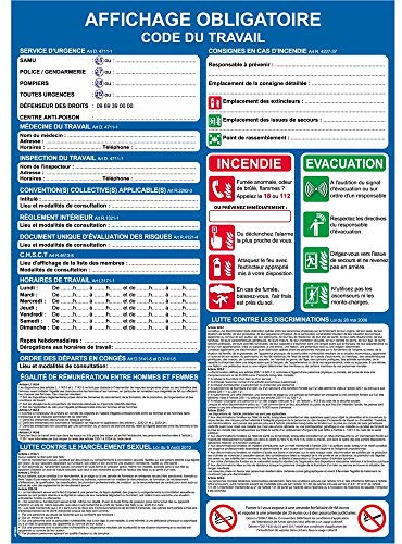 Panneau Code du travail/Information du salarié - A3 PVC