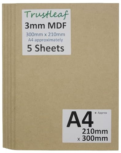Trustleaf MDF-Platte, 3 mm, raucharm 210mm x 300mm (A4 approx 8 x 12)