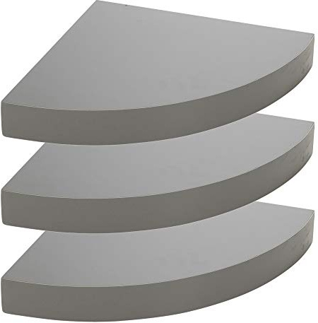 URBNLIVING 3 x Floating Wooden Wall Mounting Corner Shelf Display Unit (Grey)