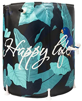 KMJETNIVY Rain Barrel Upgrade Anti-Collapse Collapsible Rainwater Collection System,Portable Water Storage Tank,Garden Water Catcher (Green Mutil, 50)