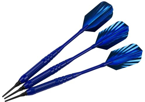 Kings Dart Softdarts Blue Star | Messingbarrel mit Quer-Rillen, Torpedoform, Slim Flight | 16 g oder 18 g Set | Blau | Aluminium-Schaft, Longlife Kunststoffspitze, inkl. Darttasche