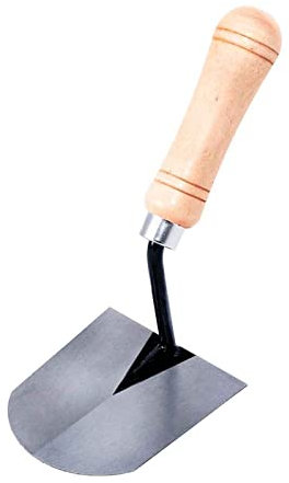 Tradineur - Paleta de albañil modelo solador con punta redonda, mango de madera barnizado, paleta redondeada, albañilería, bricolaje, 12 cm