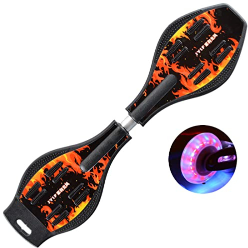 Sumeber Waveboard - Skateboard a torsione per bambini, con ruote luminose, per bambini e ragazzi (arancione fiamma)