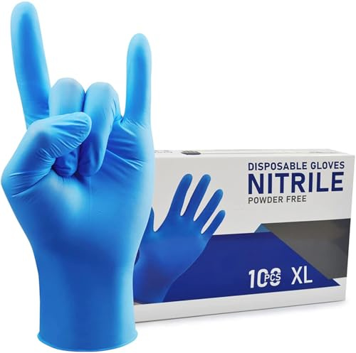 HIVEHYPE Disposable Nitrile Gloves, Powder & Latex Free, Touch Screen, Multi-Purpose, Extra Strong (X-Large, 100, count)