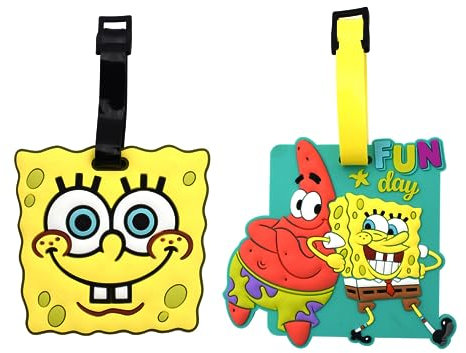 SpongeBob Gepäckanhänger 2er Set, Vielseitiger Gepäckanhänger, Niedlicher Gepäckanhänger, Stylischer Gepäckanhänger, Gepäckanhänger für Ihre Kinder