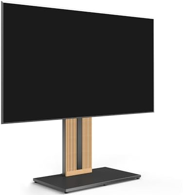 FITUEYES Design Floor TV Stand for 55-88 Inch TVs Beech Wood Height Adjustment Freestanding TV Stand ±30° Swivel Cable Management Zen Series