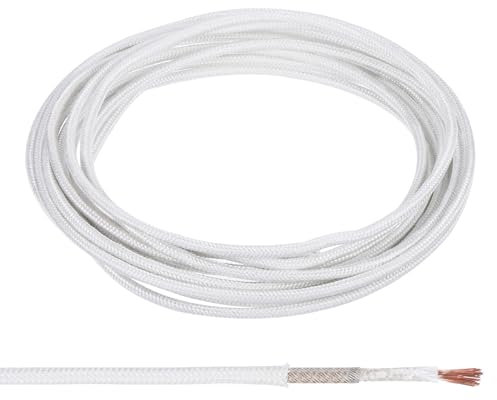PATIKIL 14.8Ft 13 AWG High Temperature Wire, -60-350 Degrees Celsius Mica Glass Fiber Electronic Wire Insulated Heat Resistant Electronical Flexible Cable for Lamp Boiler Heater, White