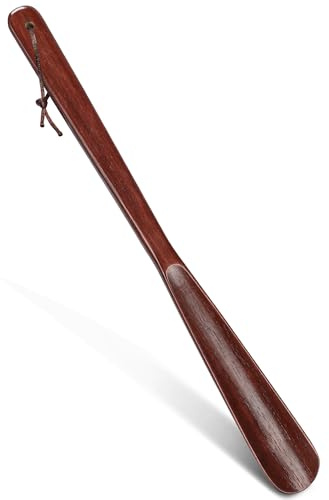ZOMAKE Calzascarpe Lungo, Calza Scarpe in Legno 40cm, Calzante per Scarpe per Uomini Donne Anziani (Rosso)