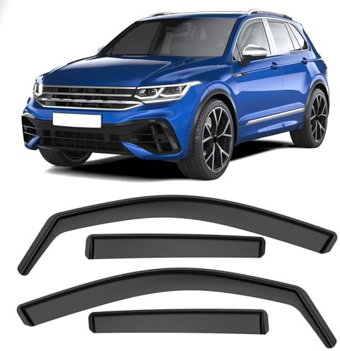GEARMONSTER Windabweiser für VW Tiguan 2016-2023 5 Türer Autofenster Regenschutz Regenabweiser Integrierte Deflektoren Integrierter Windabweiser, 4 Stück, Schwarz