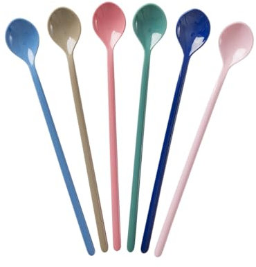 Rice - Juego de 6 cucharas de melamina para latte, irrompibles, para camping, vajilla de melamina, para niños, cucharas de postre, irrompibles, sin BPA