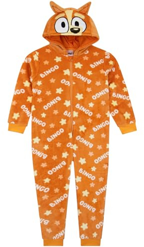 BlueY Bingo Grenouillere Enfant | Combinaison Enfant Polaire | Surpyjama Garcon Bingo | Orange 2-3 Ans