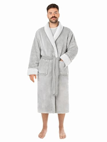 LEBENGOOD Robe de Chambre Homme Hiver, Peignoir Polaire, Sortie de Bain Chaude, OEKO-TEX®