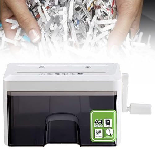 NVYAZJ Manual Shredder, 2-Sheet A4 Shredder with 3.5L Transparent Confetti Bin, Inlet Width 220mm, Safe Protection, Capable Of Shredding CDs, Cards for Office Home