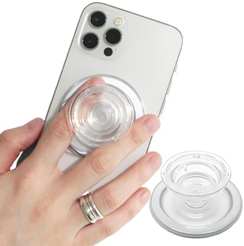 JEYORZY Base Magnética Transparente Compatible con Agarres de Teléfono, Soporte Delgado y Ligero para Móvil, Policarbonato, Accesorio Esencial