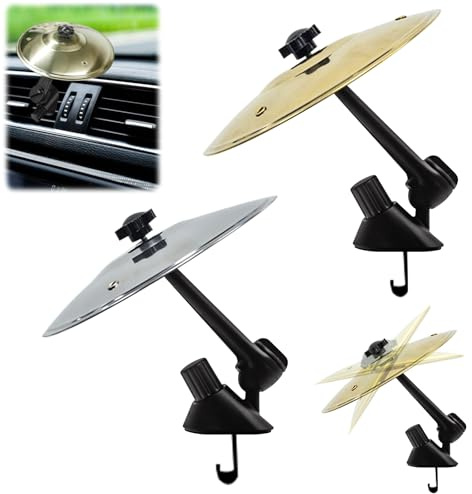 Fessura di ventilazione tamburo per auto, 2 pezzi, colore oro, in ferro, decorazione per spurgo dell'auto, crash cymbals per la decorazione dell'auto (jin+yin)