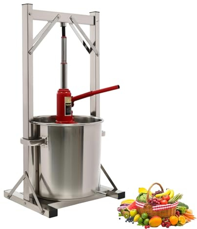 Pressa manuale per vino e frutta, con sistema idraulico, in acciaio inox, per succhi di frutta fatti in casa, facile da pulire