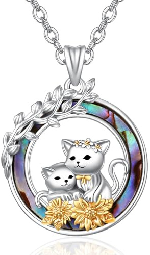 Lmoneta Abalone snäcka djur halsband för kvinnor söt djur kanin kanin katt uggla hänge halsband runt havsöra snäcksmycke jul födelsedag mors dag present till mamma fru mormor syster henne