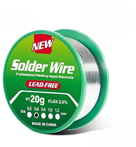 ZILZUFA Estaño para Soldar sin Plomo 0.6mm 20g, Hilo de Soldadura con Núcleo de Colofonia Sn99.3 Cu0.7 para Soldadura Electrónica y Reparaciones de PCB, Alambre de Soldar con Flux de Alta Pureza
