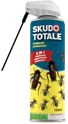 Disinfestante Scarafaggi e Formiche 500ml, Made in Italy - Spray Pronto all'Uso con Azione Snidante e Abbattente - Presidio per Insetti Striscianti ad Alta Durata per Casa e Ambienti Civili (500ml)