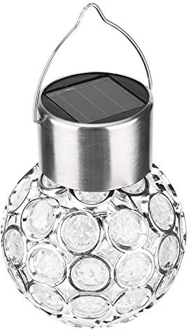 Aolidsive 2 Piezas de Luz Solar de Bola PC Lámpara Colgante de Acero Inoxidable con Control de Luz 1,2 V 200 MAh Batería Recargable para Decoración de Patio de Jardín Al Aire Libre